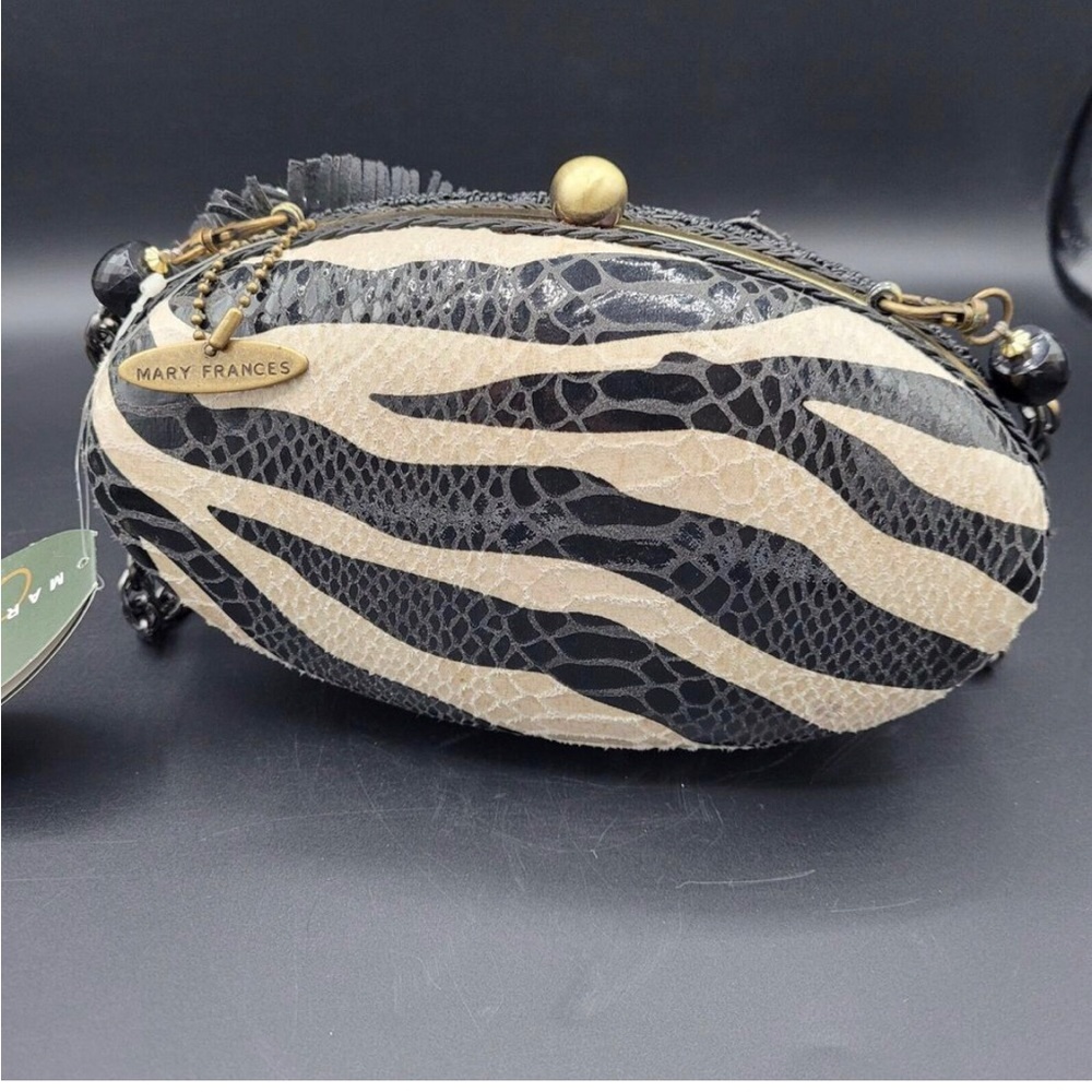 Mary Frances Elegant Black And White Clutch with ZEBRA 🦓 Design - Picture 3 of 7